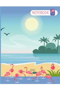 Flamingo Notebook College Ruled Jounal Set For Girls, Little Girl.One Subject School Exercise Book-Pink Flamingo Watercolor (Wide Ruled - 110 Pages)