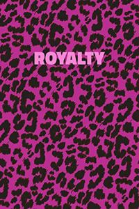 Royalty: Personalized Pink Leopard Print Notebook (Animal Skin Pattern). College Ruled (Lined) Journal for Notes, Diary, Journaling. Wild Cat Theme Design wi