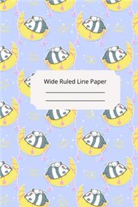 Cute Sleep Panda Theme Wide Ruled Line Paper