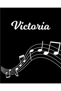 Victoria: Sheet Music Note Manuscript Notebook Paper - Personalized Custom First Name Initial V - Musician Composer Instrument Composition Book - 12 Staves a 