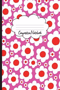 White Red Pink Fun Flowers Composition Notebook
