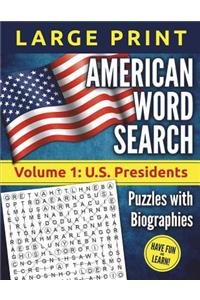 American Word Search - LARGE PRINT, Volume 1