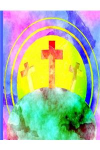 Three Crosses for Jesus on Earth Globe
