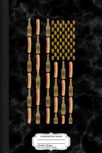 Hot Dogs Hamburgers and Beer BBQ 4th of July Us Flag Composition Notebook