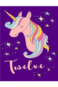 Magical Unicorn 12th Birthday Lined Notebook