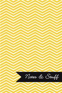 Notes & Stuff - Lined Notebook with Sunflower Yellow Chevron Pattern Cover