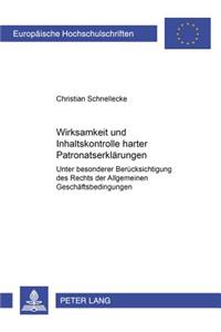 Wirksamkeit Und Inhaltskontrolle Harter Patronatserklaerungen