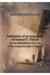 Substance of an Argument of Samuel F. Vinton for the Defendants in the Case of the Commonwealth of Virginia