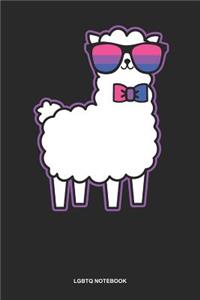 LGBTQ Notebook: Lined Log Book For Lesbian, Bisexual Or Gay: Bisexuality Journal Llama Alpaca Sunglasses Gift