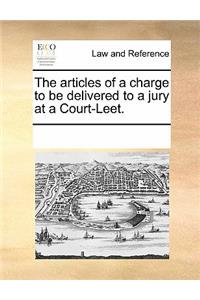 The Articles of a Charge to Be Delivered to a Jury at a Court-Leet.