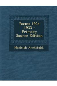 Poems 1924 1933 - Primary Source Edition