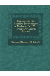 Explication Du Tableau Economique a Madame de ***... - Primary Source Edition
