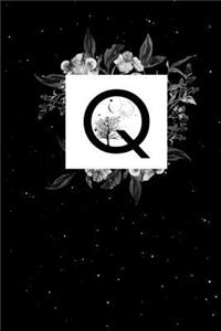 Q: Blank Journal or Notebook with Initial Q, Great Personal Diary, Beautiful Space Floral Design, 6"x9", 150 Blank Pages