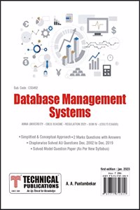 Database Management Systems for BE Anna University R21CBCS (IV - CSE / IT / CS&BS - CS3492)