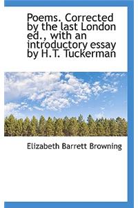 Poems. Corrected by the Last London Ed., with an Introductory Essay by H.T. Tuckerman