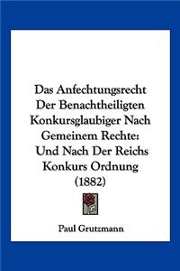 Anfechtungsrecht Der Benachtheiligten Konkursglaubiger Nach Gemeinem Rechte