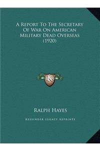 A Report To The Secretary Of War On American Military Dead Overseas (1920)
