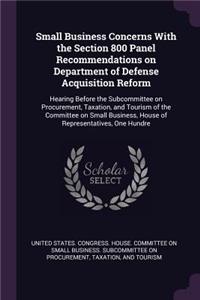 Small Business Concerns with the Section 800 Panel Recommendations on Department of Defense Acquisition Reform