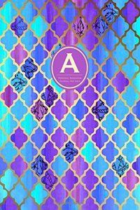 Monogram Journal A - Personal, Dot Grid - Blue & Purple Moroccan Design