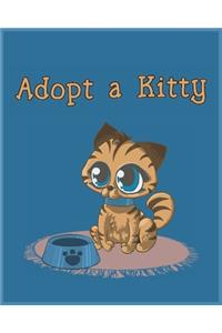 Adopt A Kitty - Blank College Ruled Notebook, Perfect Gift For Cat Lovers