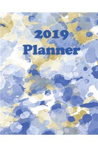 2019 Planner: Weekly Planner Monthly Planner 8x10 120 Pages Notes to Do Lists Blue Splatter