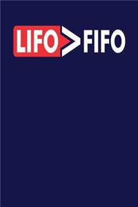 LIFO > FiFO: Dark Blue, White & Red Design, Blank College Ruled Line Paper Journal Notebook for Accountants and Their Families. (Bookkeeping and Tax Season 6 x 9