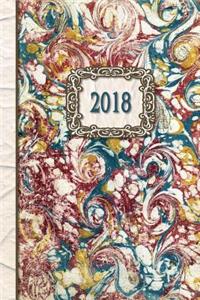 2018 Diary Teal Marble Design