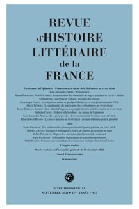 Revue d'Histoire Litteraire de la France