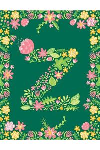 Floral Initial Z Monogram Journal