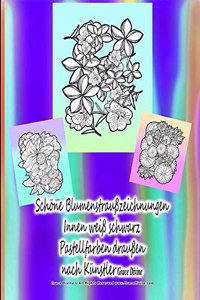 Schöne Blumenstraußzeichnungen Innen weiß schwarz Pastellfarben draußen nach Künstler Grace Divine