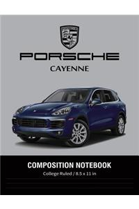 Porsche Cayenne Composition Notebook College Ruled / 8.5 x 11 in