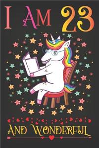 I Am 23 and Wonderful: Unicorn Activity Journal Notebook, a Happy Birthday 23 Years Old Gift Composition Sketchbook for Women and Teen Girls, Life Diary Keepsake for Adult