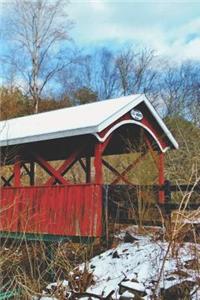 Pretty Blank Lined Journal for daily thoughts notebook Lovely Lake Arrowhead Photograph Covered Bridge
