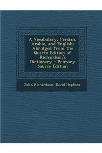 A Vocabulary, Persian, Arabic, and English