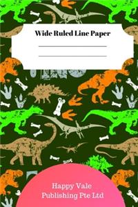 Cute Dinosaur Foot Theme Wide Ruled Line Paper