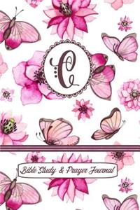 Monogram Bible Study & Prayer Journal - Letter C: Understanding Scripture, Worshipping & Giving Thanks with a Beautiful Pink Butterflies and Flowers Cover