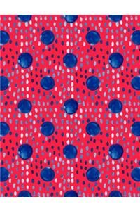 Big Fat Bullet Journal Notebook Indigo Blue Ink Spots and Dots on Red