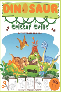 dinosaur scissor skills activity book for kids ages 3-5