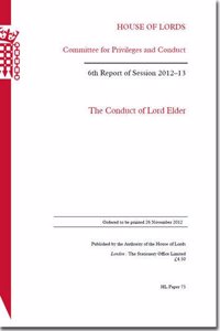 Conduct of Lord Elder: 6th Report of Session 2012-13
