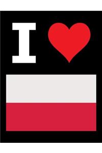 I Love Poland - 100 Page Blank Notebook - Unlined White Paper, Black Cover