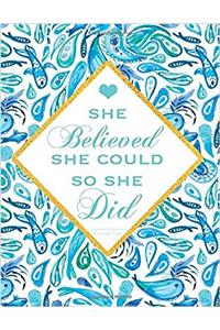She Believed She Could So She Did Unlined Blue Ocean Notebook (Inspirational Quote Covers)