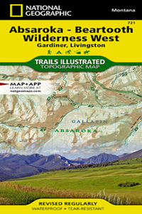 Absaroka-Beartooth Wilderness West Map [Gardiner, Livingston]