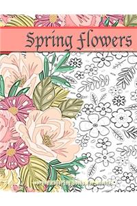 SPRING FLOWERS coloring books for adults relaxation