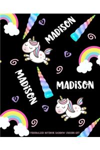 Madison Personalized Notebook Rainbow Unicorn Gift