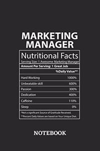 Nutritional Facts Marketing Manager Awesome Notebook