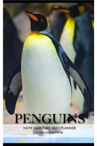 Penguins Note Monthly 2020 Planner 12 Month Calendar