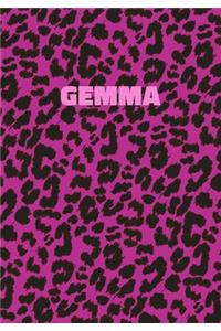 Gemma: Personalized Pink Leopard Print Notebook (Animal Skin Pattern). College Ruled (Lined) Journal for Notes, Diary, Journaling. Wild Cat Theme Design wi