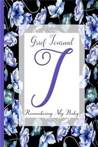 Blue Watercolor Flowers, Monogram Letter J