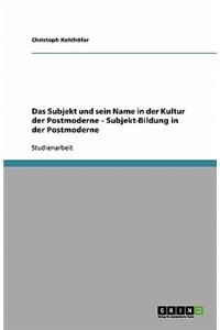 Subjekt und sein Name in der Kultur der Postmoderne - Subjekt-Bildung in der Postmoderne