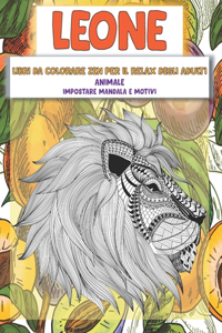 Libri da colorare Zen per il relax degli adulti - Impostare Mandala e motivi - Animale - Leone